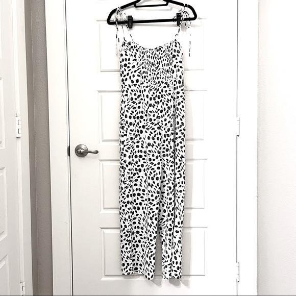 Commense Tie Strap Contrast Print Wide Leg Jumpsuit - Picture 5 of 6
